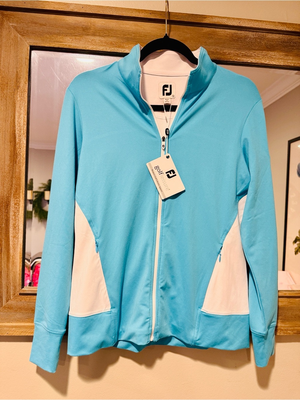FootJoy Women's Aqua and White Full-Zip Performance Jacket